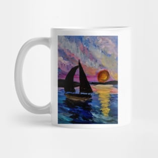 Out sailing at sunset. Mug